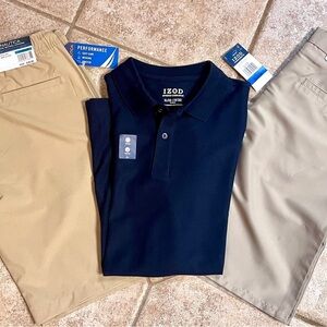 NWT Bundle Izod Nautica Dry Fit Polo and Khaki Shorts